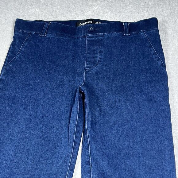 Betabrand Pants Womens Size Medium Blue Stretch Denim Pull On Straight Leg - Picture 2 of 11